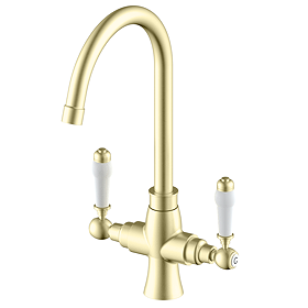 Arezzo Dual-Lever Traditional Kitchen Tap Brushed Brass