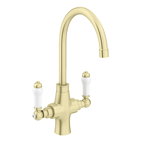 Arezzo Dual-Lever Traditional Kitchen Tap Brushed Brass