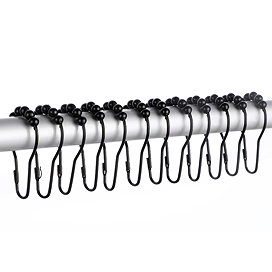 Arezzo Easy Glide Shower Curtain Rings (Pack of 12) Matt Black Large Image