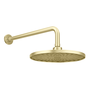 Arezzo EcoDelux Water Saving Round Shower Head with Wall Mounted Arm Brushed Brass