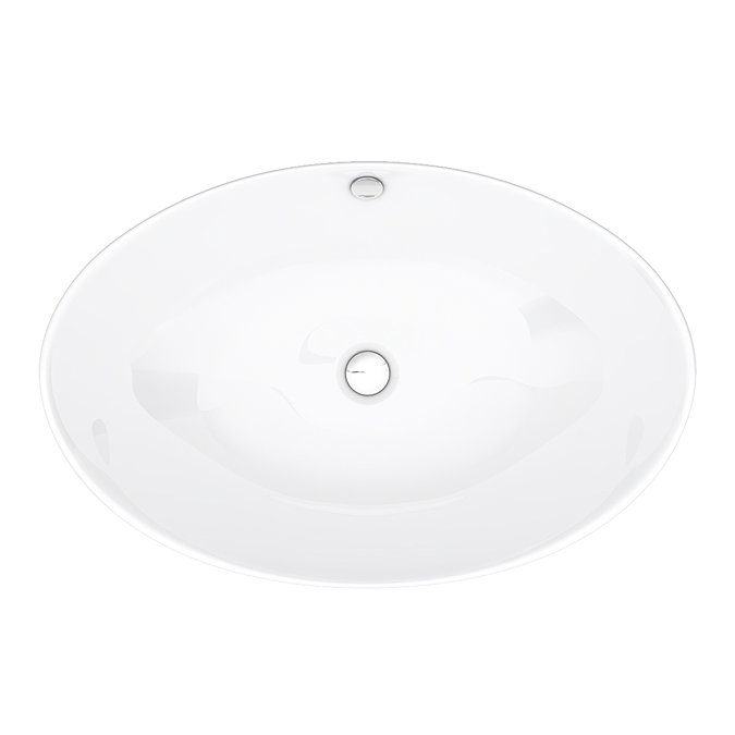 Arezzo Floating Basin Shelf with Drawer - Matt White - 600mm inc. Oval Basin  Standard Large Image