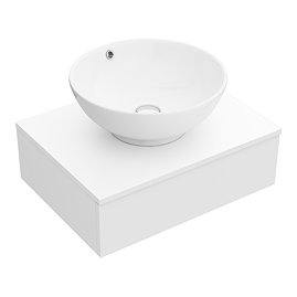 Arezzo Floating Basin Shelf with Drawer - Matt White - 600mm inc. Round Basin Large Image