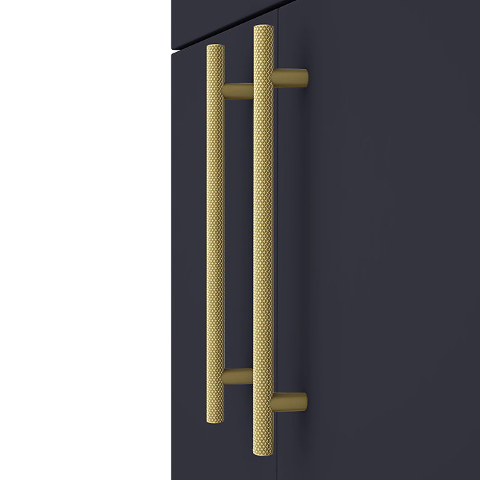 Arezzo Floor Standing Countertop Vanity Unit - Matt Blue - 600mm with Industrial Style Brushed Brass