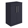 Arezzo Floor Standing Countertop Vanity Unit - Matt Blue - 600mm with Industrial Style Chrome Handle