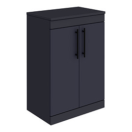 Arezzo Floor Standing Countertop Vanity Unit - Matt Blue - 600mm with Industrial Style Matt Black Ha