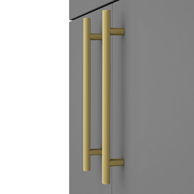 Arezzo Floor Standing Countertop Vanity Unit - Matt Grey - 600mm with Industrial Style Brushed Brass Handles  Profile Large Image