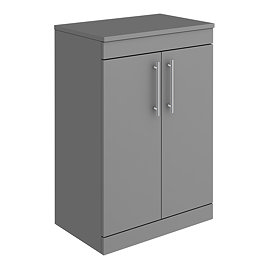 Arezzo Floor Standing Countertop Vanity Unit - Matt Grey - 600mm with Industrial Style Chrome Handle