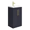 Arezzo Floor Standing Vanity Unit - Matt Blue - 500mm with Industrial Style Brushed Brass Handles La