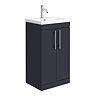 Arezzo Floor Standing Vanity Unit - Matt Blue - 500mm with Industrial Style Chrome Handles Large Ima