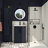 Arezzo Floor Standing Vanity Unit - Matt Blue - 600mm with Industrial Style Black Handles  Standard 