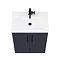 Arezzo Floor Standing Vanity Unit - Matt Blue - 600mm with Industrial Style Black Handles  additional Large Image