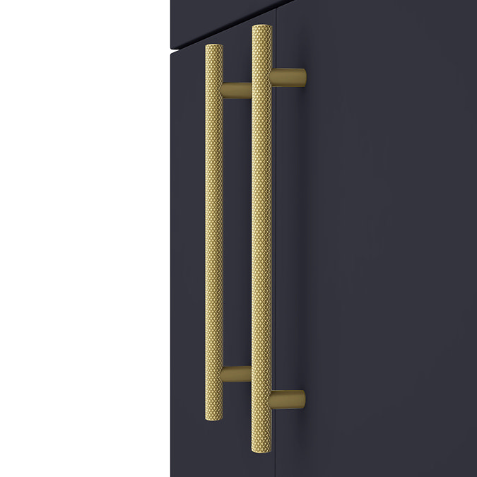 Arezzo Floor Standing Vanity Unit - Matt Blue - 600mm with Industrial Style Brushed Brass Handles  F