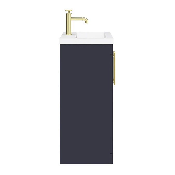 Arezzo Floor Standing Vanity Unit - Matt Blue - 600mm with Industrial Style Brushed Brass Handles  additional Large Image