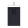 Arezzo Floor Standing Vanity Unit - Matt Blue - 600mm with Industrial Style Chrome Handles  In Bathr
