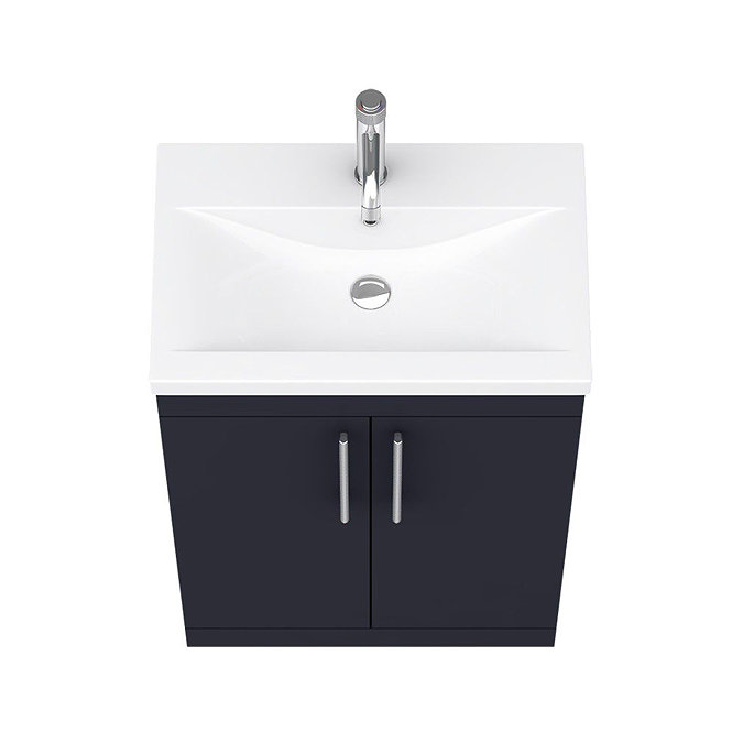 Arezzo Floor Standing Vanity Unit - Matt Blue - 600mm with Industrial Style Chrome Handles  additional Large Image