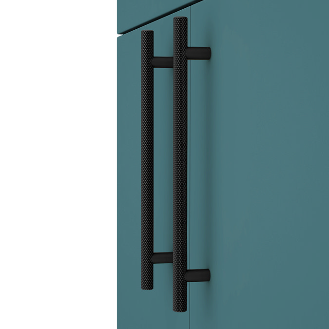Arezzo Floor Standing Vanity Unit - Matt Green - 500mm with Industrial Style Black Handles  Feature 