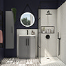 Arezzo Floor Standing Vanity Unit - Matt Grey - 500mm with Industrial Style Black Handles  Standard Large Image