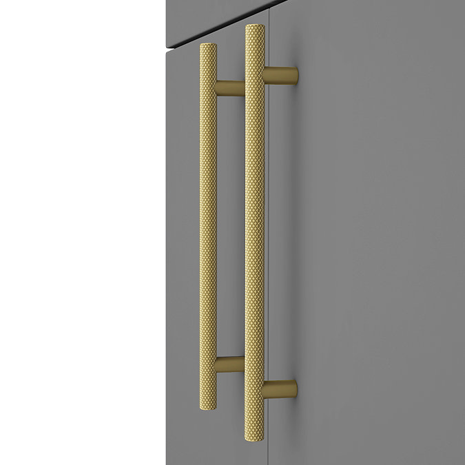 Arezzo Floor Standing Vanity Unit - Matt Grey - 600mm with Industrial Style Brushed Brass Handles  F