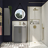Arezzo Floor Standing Vanity Unit - Matt Grey - 600mm with Industrial Style Brushed Brass Handles  S