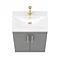 Arezzo Floor Standing Vanity Unit - Matt Grey - 600mm with Industrial Style Brushed Brass Handles  In Bathroom Large Image