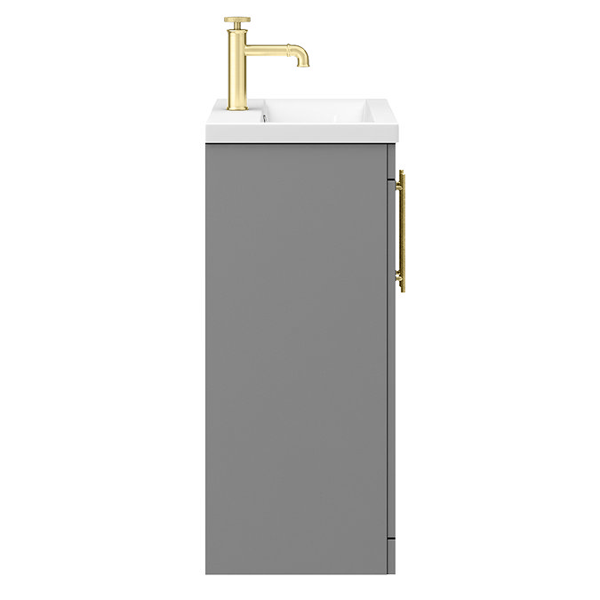 Arezzo Floor Standing Vanity Unit - Matt Grey - 600mm with Industrial Style Brushed Brass Handles  Newest Large Image