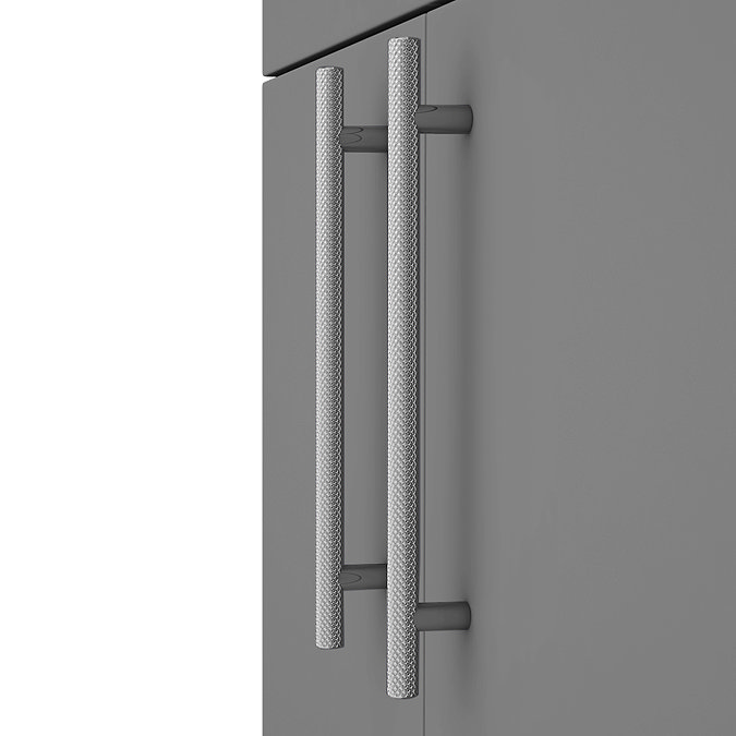 Arezzo Floor Standing Vanity Unit - Matt Grey - 600mm with Industrial Style Chrome Handles  Feature 