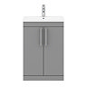 Arezzo Floor Standing Vanity Unit - Matt Grey - 600mm with Industrial Style Chrome Handles  In Bathroom Large Image