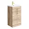 Arezzo Floor Standing Vanity Unit - Rustic Oak - 500mm with Brushed Brass Handles Large Image
