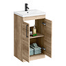 Arezzo Floor Standing Vanity Unit - Rustic Oak - 500mm with Matt Black Handles  Feature Large Image