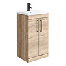 Arezzo Floor Standing Vanity Unit - Rustic Oak - 500mm with Matt Black Handles Large Image