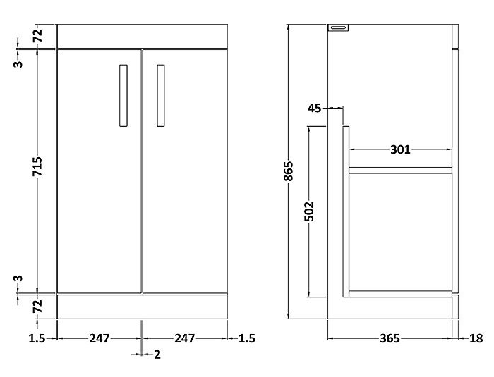 Arezzo Floor Standing Vanity Unit - Rustic Oak - 500mm with Matt Black Slimline Basin + Handles