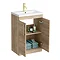 Arezzo Floor Standing Vanity Unit - Rustic Oak - 600mm with Brushed Brass Handles  Feature Large Ima