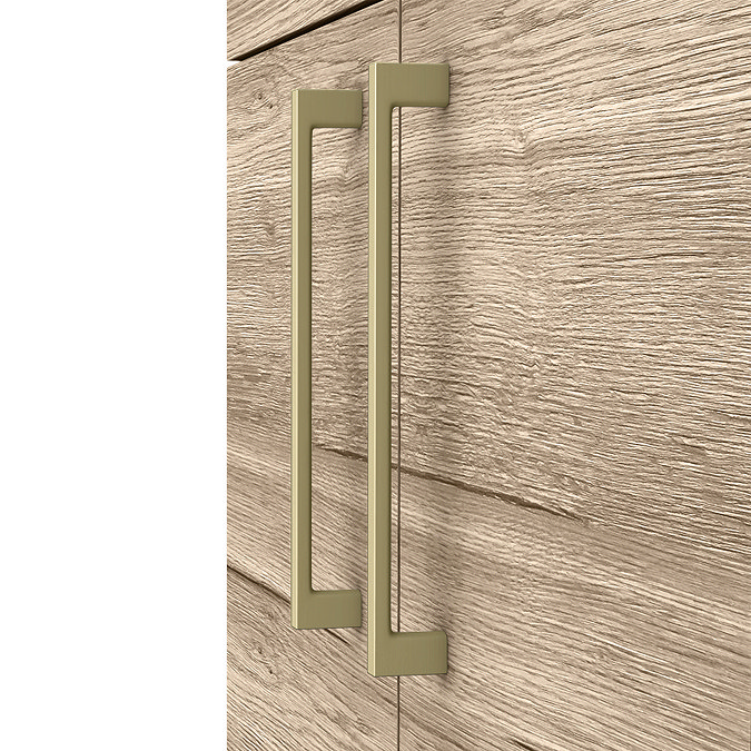 Arezzo Floor Standing Vanity Unit - Rustic Oak - 600mm with Brushed Brass Handles  Standard Large Im