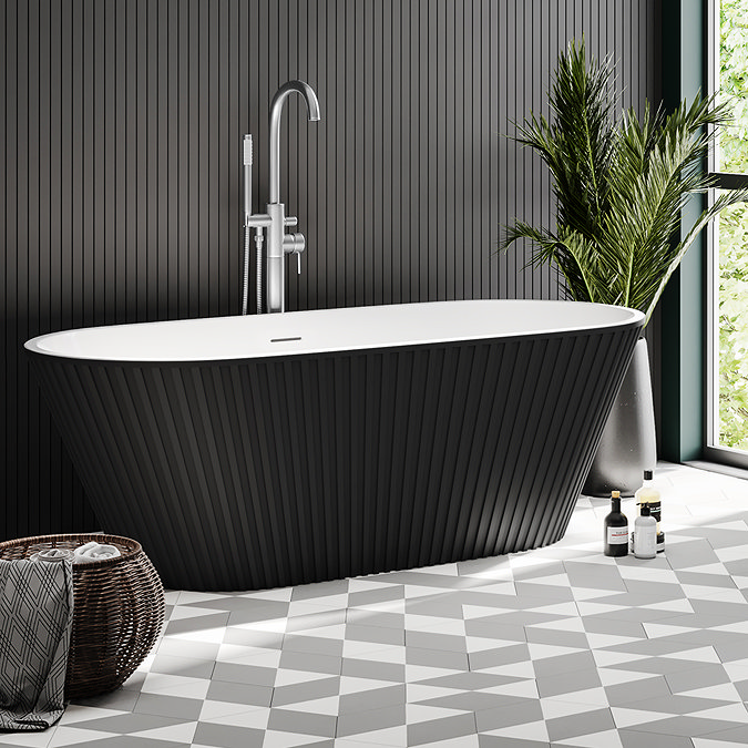 Arezzo Fluted 1700 x 800mm Double Ended Freestanding Bath Matt Black