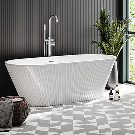 Arezzo Fluted 1700 x 800mm Double Ended Freestanding Bath