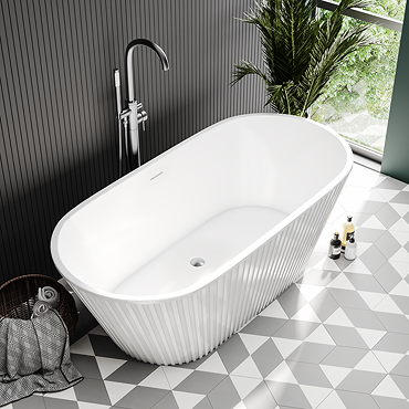Arezzo Fluted 1700 x 800mm Double Ended Freestanding Bath