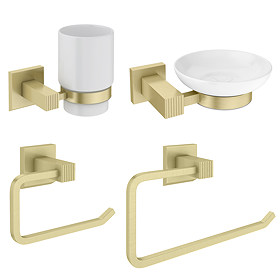 Arezzo Fluted Bathroom 4-Piece Accessory Set - Brushed Brass