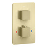 Arezzo Fluted Brushed Brass Concealed Shower Package with Valve + Square Fixed Head
