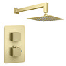 Arezzo Fluted Brushed Brass Concealed Shower Package with Valve + Square Fixed Round Head