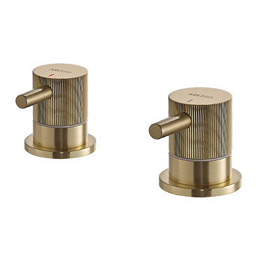 Arezzo Fluted Brushed Brass Deck Bath Side Valves (Pair)  Profile Large Image
