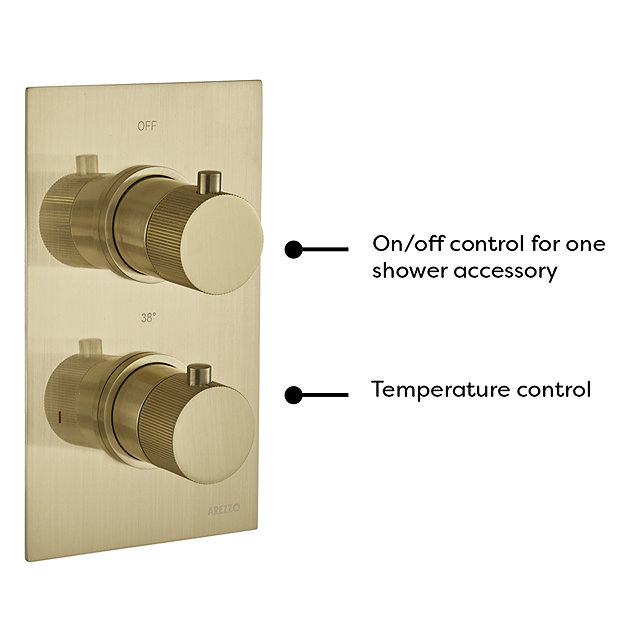 Arezzo Fluted Brushed Brass Round Shower Package with Concealed Valve + Head  Profile Large Image