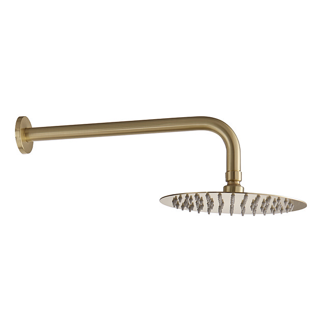 Arezzo Fluted Brushed Brass Round Shower Package with Concealed Valve + Head  Standard Large Image