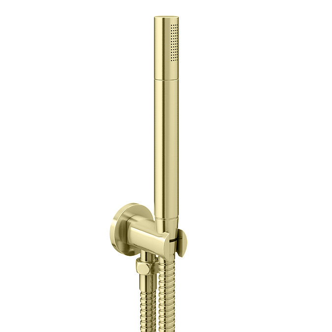 Arezzo Fluted Brushed Brass Round Thermostatic Shower Pack with Head + Handset