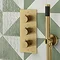 Arezzo Fluted Brushed Brass Round Thermostatic Shower Pack with Head + Handset  Feature Large Image