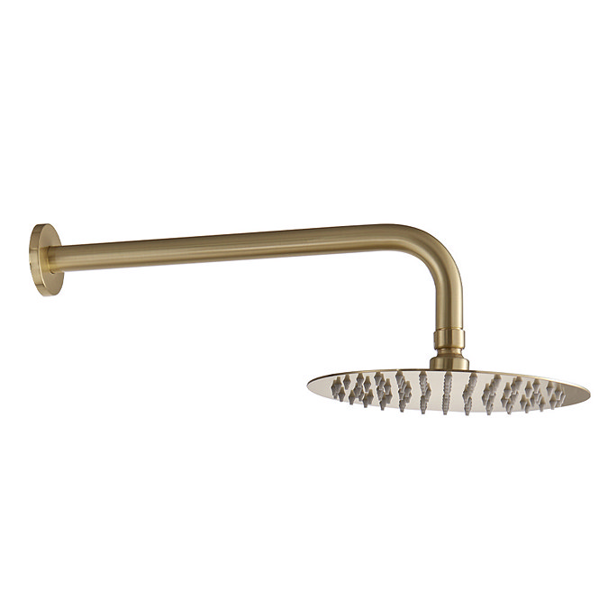 Arezzo Fluted Brushed Gold Round Thermostatic Shower Pack with Head + Handset