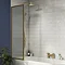 Arezzo Fluted Glass Brushed Brass Framed Fixed Bath Screen (500 x 1400mm) Large Image