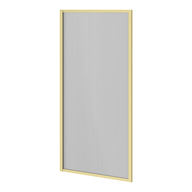 Arezzo Fluted Glass Brushed Brass Framed Fixed Bath Screen (700 x 1400mm)