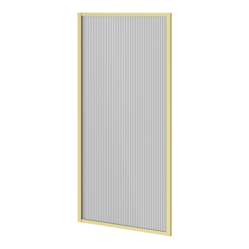 Arezzo Fluted Glass Brushed Brass Framed Fixed Bath Screen (700 x ...