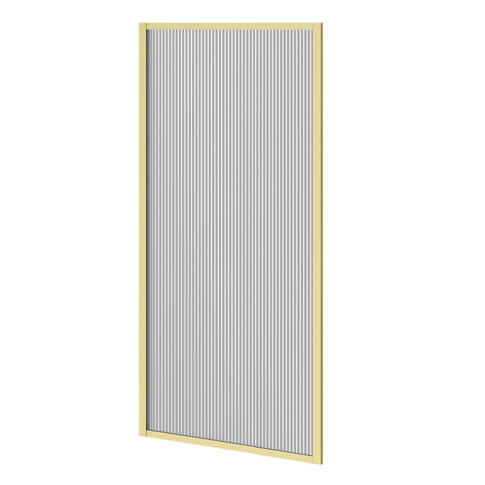 Arezzo Fluted Glass Brushed Brass Framed Fixed Round Single Ended ...