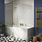 Arezzo Fluted Glass Brushed Brass Framed Fixed Round Single Ended Shower Bath